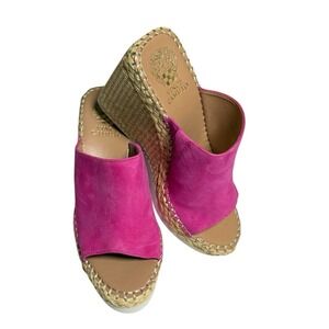 Vince Camuto Pink Suede Wedge Sandals Espadrille Slide Platform size 6 1/2
